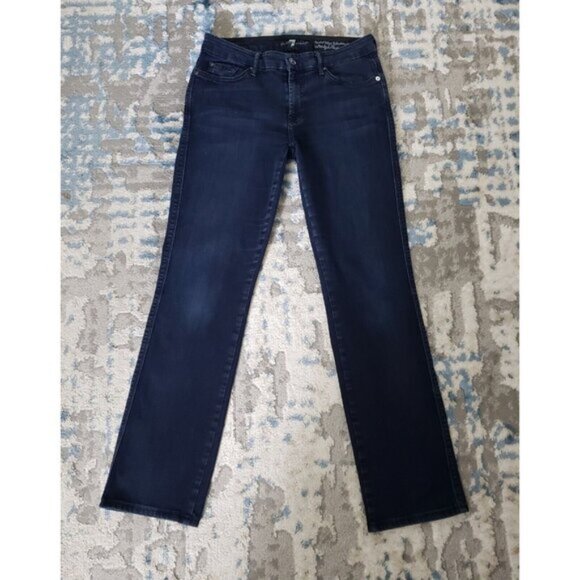 7 Seven For All Mankind Midrise Kimmie Straight Leg Blue Jeans Women's 30x30 - Picture 2 of 8